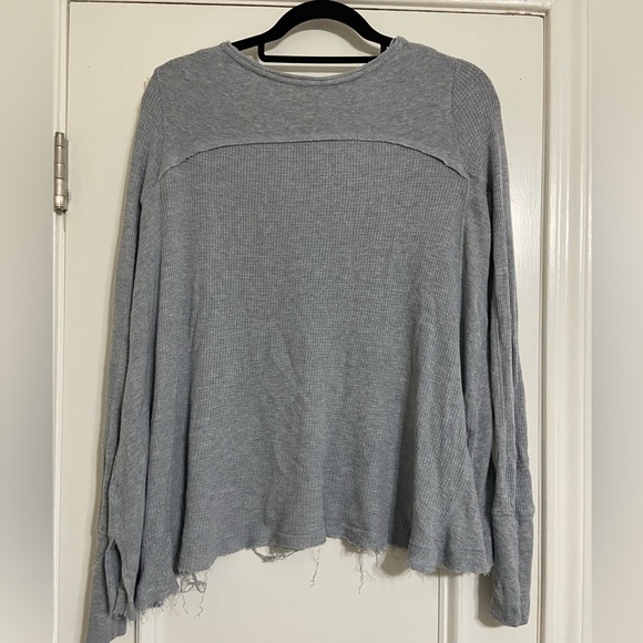 Free People Movement women's baby blue/gray heather waffle knit long sleeve - Picture 8 of 10